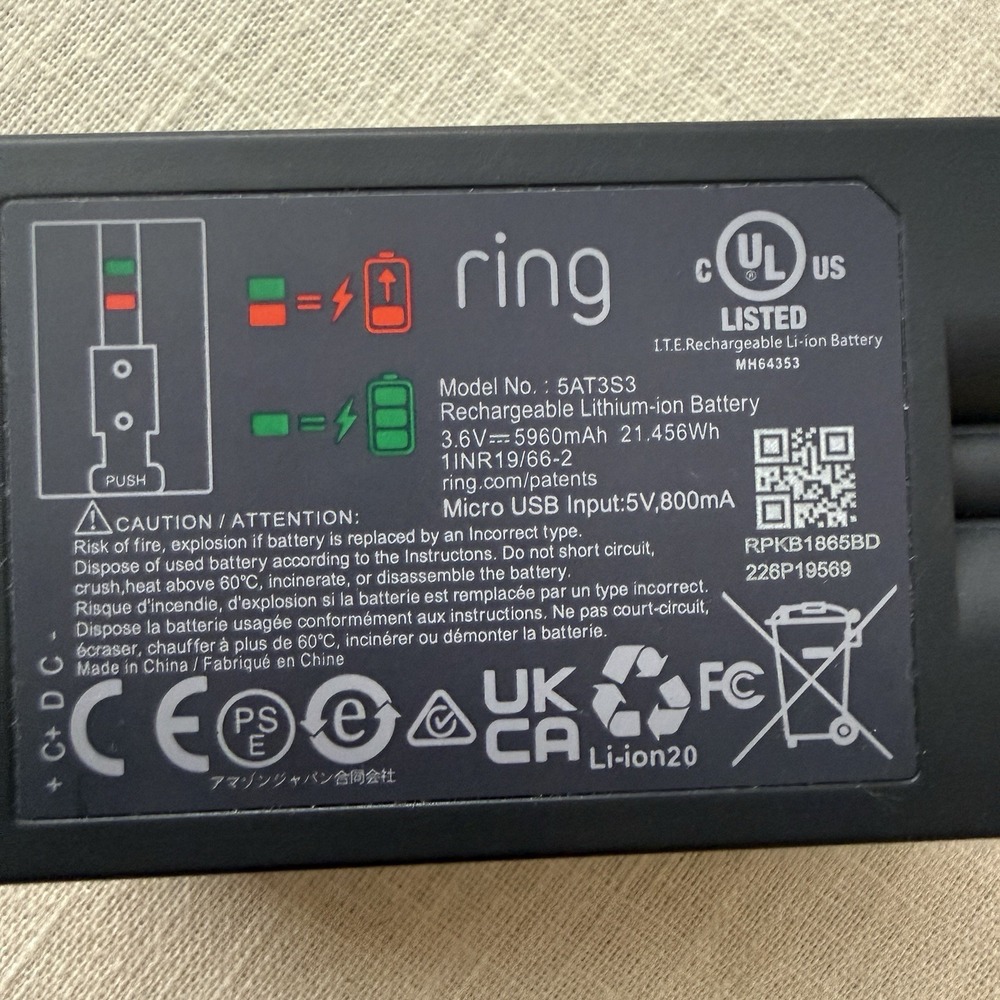 Ring Rechargeable Battery Pack 5AT3S3 3.6V 5960mAh Li-ion OEM - Picture 5 of 9